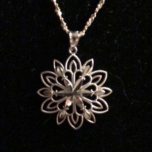Sterling Silver Filigree Etched Necklace